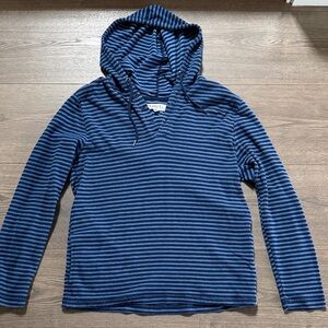 Ezekiel Men’s Large Blue & Navy Striped Hooded Long Sleeve Shirt